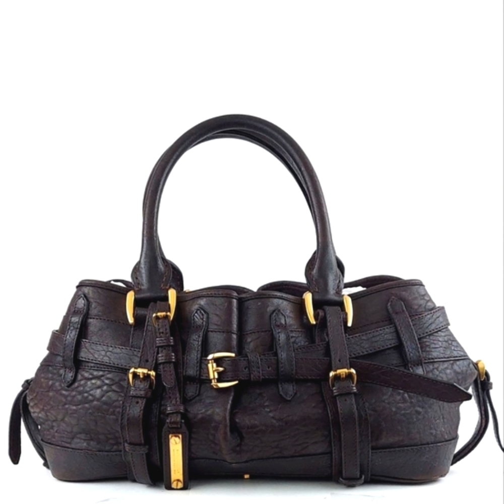 Burberry Rowan Brown Grained Leather Shoulder Satchel Fantastic Condition!